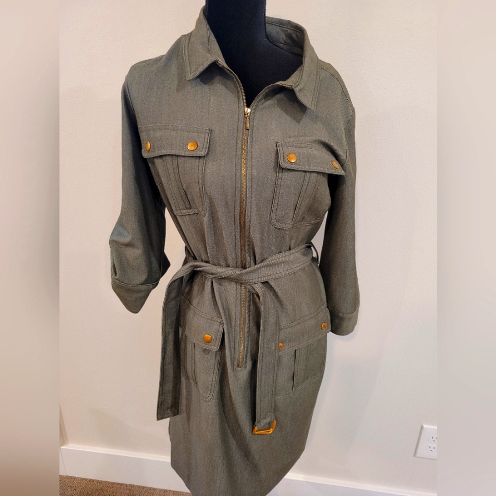 Olive Green Denim Like Dress Size 14
